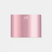 Blush pink monogram name glamorous post-it notes