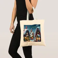 Charming snowy Christmas village custom Tote Bag