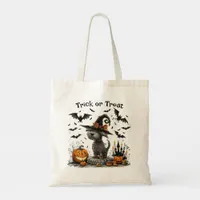 Dog in a Witch's Hat Halloween Trick or Treat Tote Bag