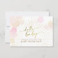 Hello Sunshine Boho Modern Happy Baby Girl Shower Thank You Card