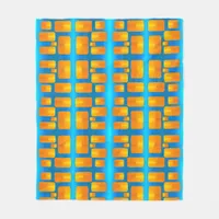 Minimalism Abstract Aqua and Bright Orange Fleece Blanket