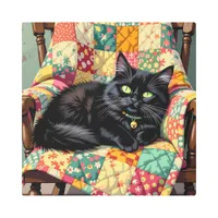 Cute Black Cat on Rocking Chair Metal Print