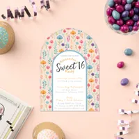 Flourished sweet sixteen invitation transparent