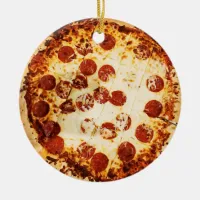 Merry Crustmas Funny Pepperoni Pizza Christmas   Ceramic Ornament