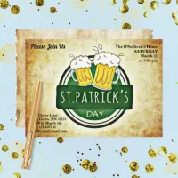 St Patrick's Day Party Irish Brew Retro Parchment Invitation