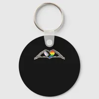 Bone Hands Heart Pride Progress Keychain