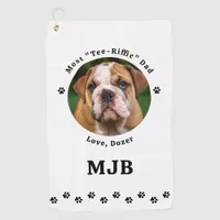 Custom Photo Dog Best Dad Ever Golfer Black Golf Towel