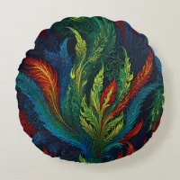 Colourful Feather pattern Round Pillow