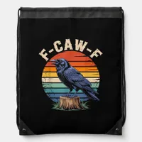 F-Caw-F Raven Moon Gothic Halloween Crow Bird Love Drawstring Bag