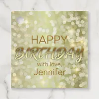 Gold Metallic Glam Soft Focus Lights Birthday Favor Tags