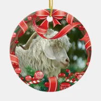 YOUR GOAT Photos Christmas Wreath Ceramic Ornament