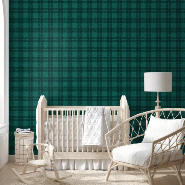 Pattern Teal Green Plaid Checks Room Office  Wallpaper