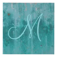 Turquoise Rust | Monogram Faux Canvas Print