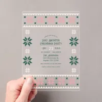 Blush Evergreen Ugly Sweater Christmas Party Acrylic Invitations