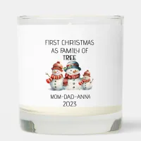 First Christmas Family of Tree Snowmans Scented Candle