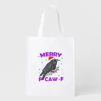 Funny Crow Christmas Classic Vintage Style Grocery Bag