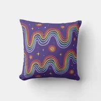 Rainbow Abstract Lines Throw Pillow