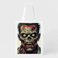 Zombie  Halloween Personalized Trick or Treat Grocery Bag
