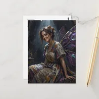 Fairy in a Dress of Colorful Recyled Rags Postcard