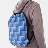 Drawstring Backpack - Blue Shaded Ribbon Weave