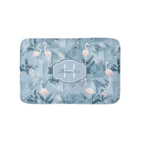 Flamingo Orchid Tropical Pattern Blue ID868 Bath Mat