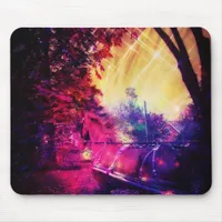 Amish Horse and Buggy Trippy Colorful Digital Art Mouse Pad