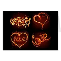 Flaming Hearts of Love Card