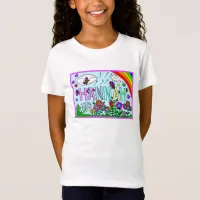 Girl's Name Hannah  Whimsical Flowers, Rainbow T-Shirt