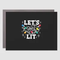 Let's Get Lit Drinking Santa Hat Christmas Lights  Car Magnet
