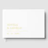 Elegant Modern White and Gold Wedding Foil Guest Book