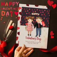 Happy Couple Valentine's Day Flat Holiday Card