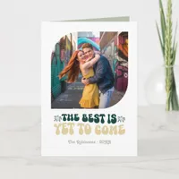 Emerald Luxe Champagne Retro New Year Photo Holiday Card
