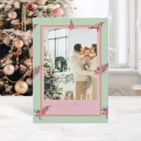 Chinoiserie Christmas  pink sage Pagoda 2Photo  Holiday Card