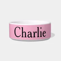 Custom Personalized Name Photo Art Light Pink Pet Bowl