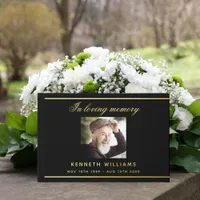 Memorial funeral black gold photo foil guest book 