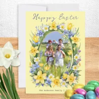 Pretty Spring Flowers Photo Personalized Easter Holiday Card