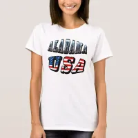 Alabama Picture and USA Flag Font T-Shirt