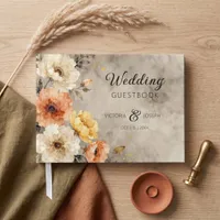 Earthy Terracotta Watercolor Floral Boho Wedding Guest Book