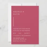 Simple Elegant Minimal Modern Magenta Wedding   Invitation