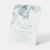 Wedding Dusty Blue & Gray Watercolor In Memory Pedestal Sign