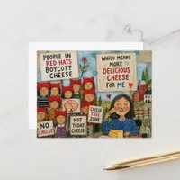 Boycott Cheese Leave More For Me Collage Art Postcard