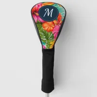 Tropical Floral Hibiscus Monogram Golf Head Cover