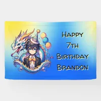 Anime Dragon Themed Personalized Boy's Birthday  Banner