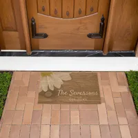 Rustic Chic White Daisy and Brown Barn Wood  Fiber Doormat