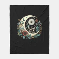 Aesthetic Goblincore Cottagecore Mushroom Minimal  Fleece Blanket
