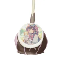 Pretty Anime Holding Kitten Girl's Birthday Cake Pops