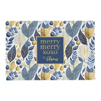 Blue Gold Christmas Merry Pattern#21 ID1009 Placemat