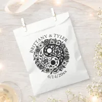 Black and White Floral Yin Yang Wedding Favor Bag