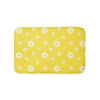 Abstract Scribble Yellow White Flower Pattern Bath Mat