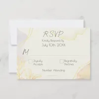 Elegant Modern Gold Leaf and Watercolor Wedding  RSVP Card